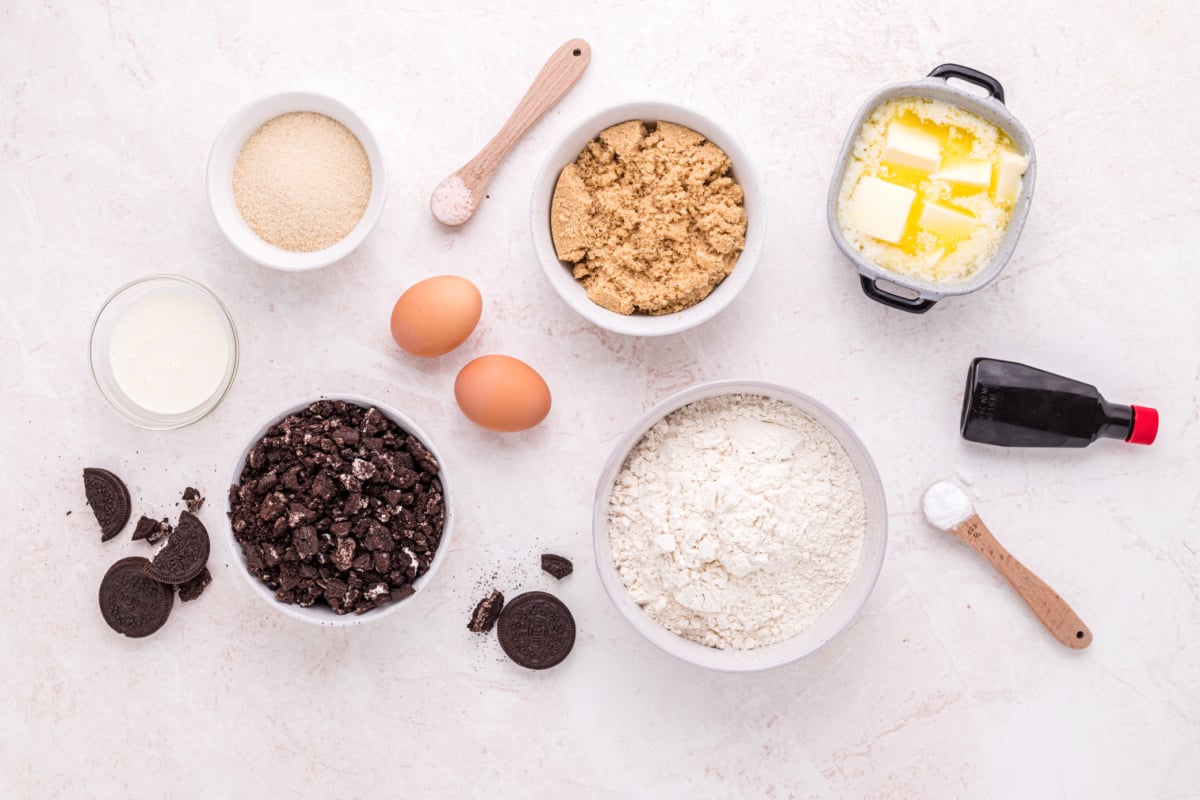 ingredients for cookies and cream blondies