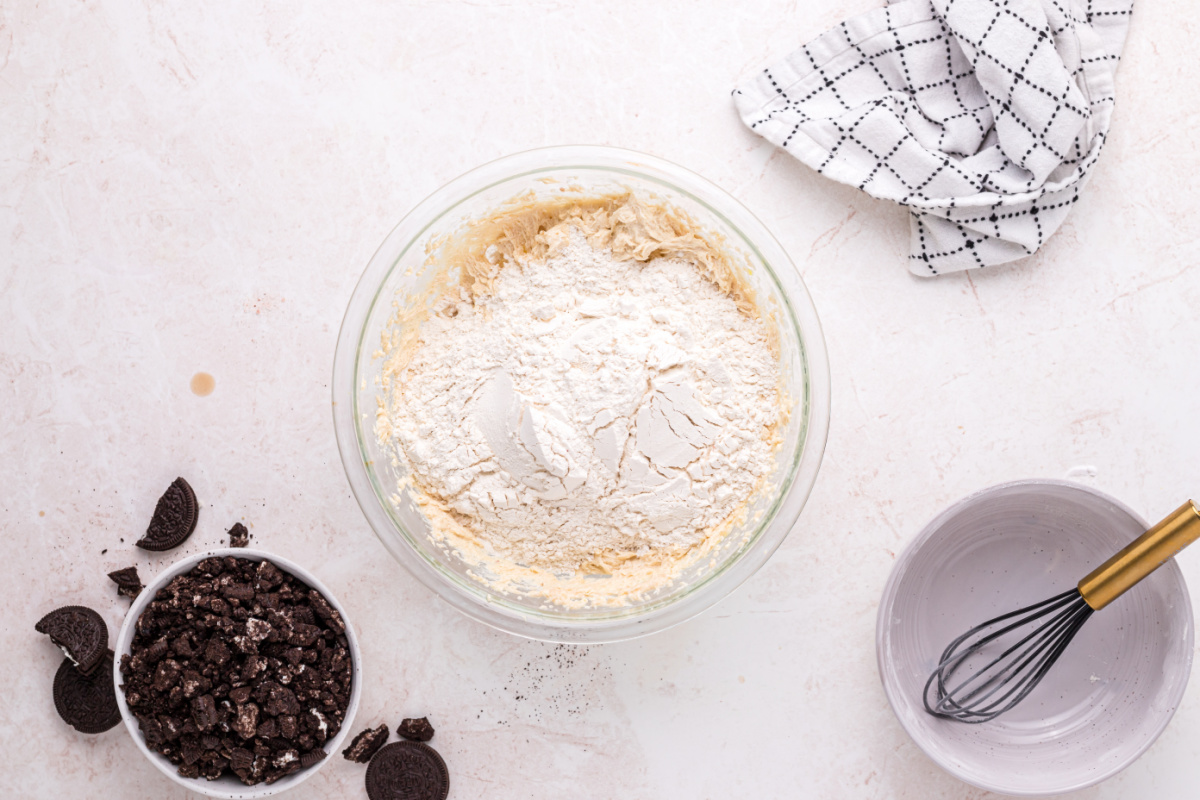 dry ingredients added to batter