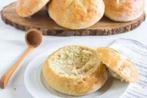 Homemade Bread Bowls on a plate