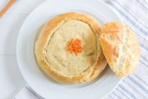 soup in bread bowl
