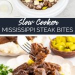 Slow Cooker Mississippi Steak Bites recipe from Family Fresh Meals