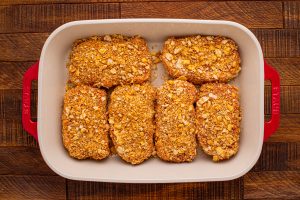 ritz pork chops in a baking dish