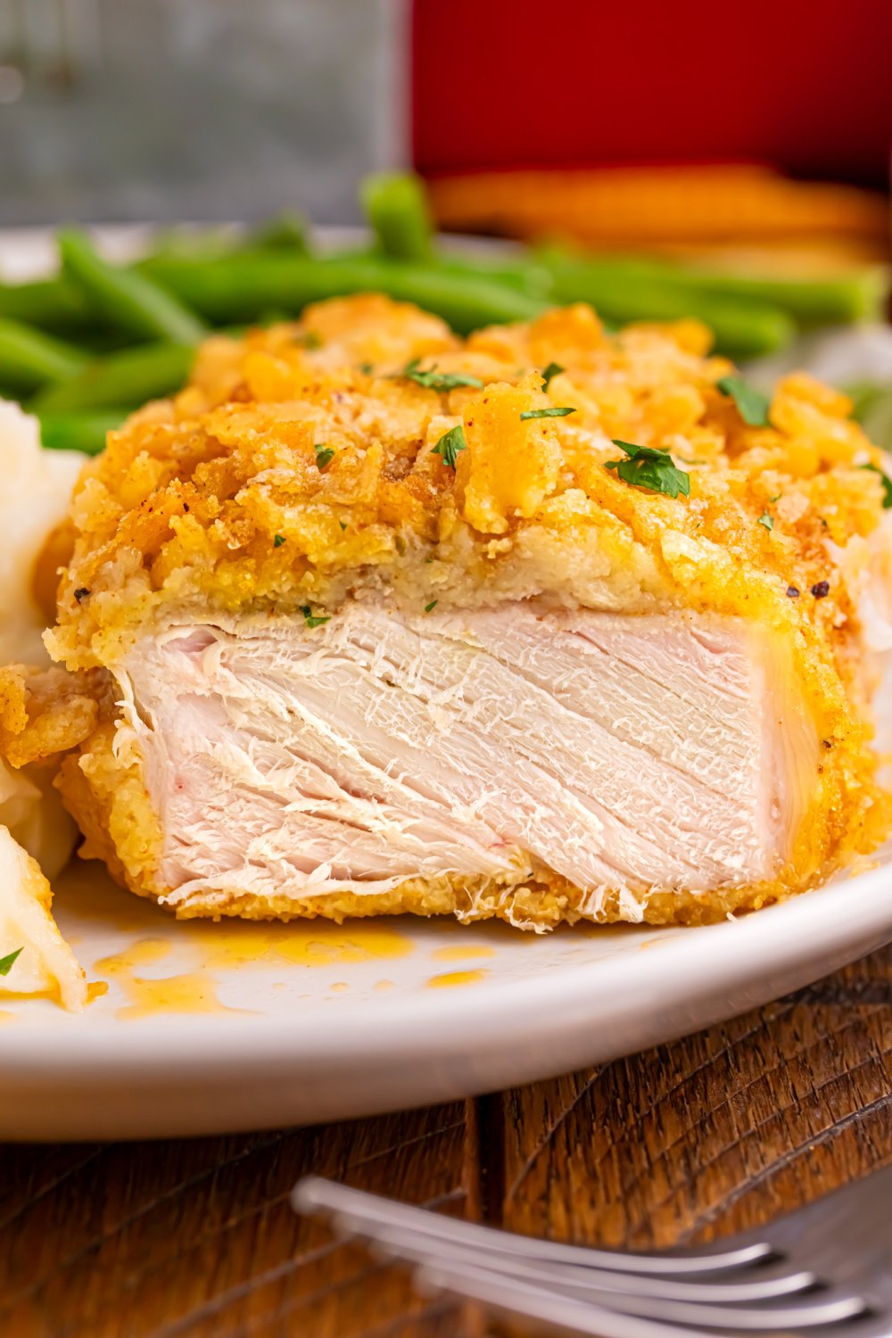 pork chop cut in half