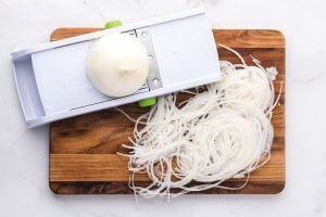 onions thinly sliced