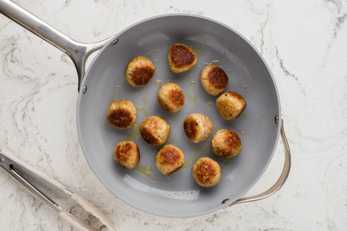 browned meatballs in a pan