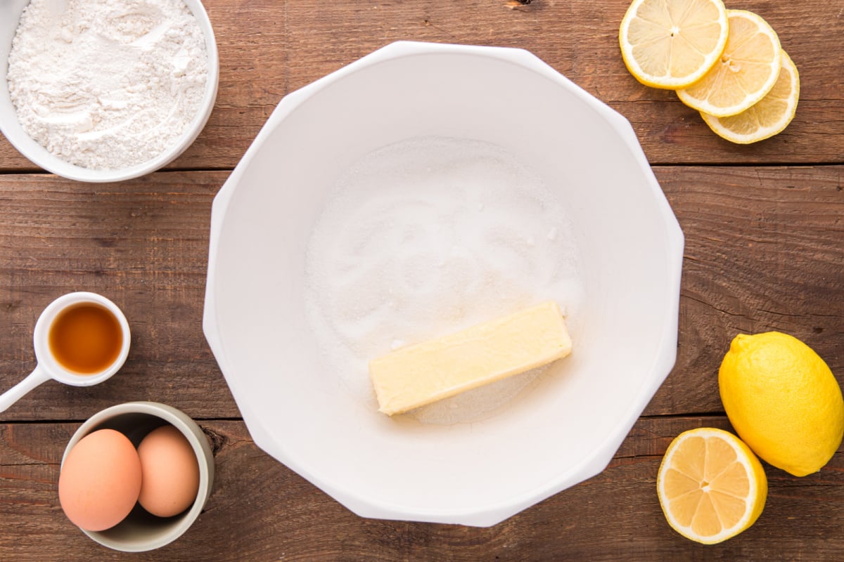 butter and sugar in a bowl