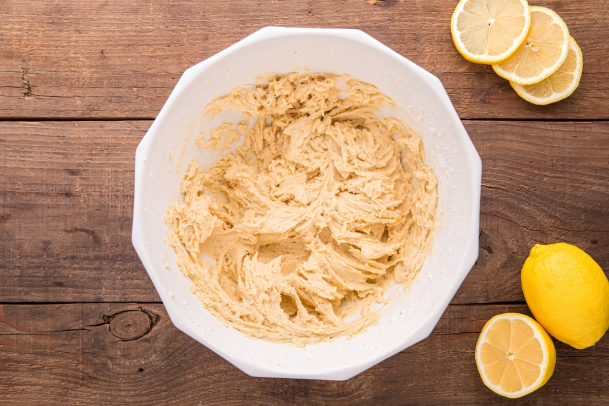 cookie batter in the bowl