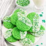 St Patricks Day Cake Mix Cookies on a plate