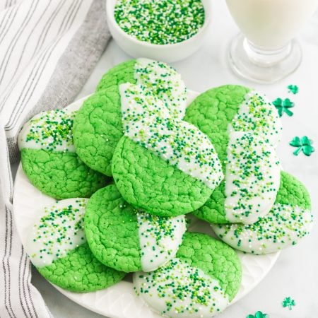 St Patricks Day Cake Mix Cookies on a plate