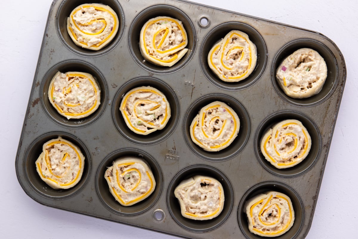 puff pastry rolls in muffin tin