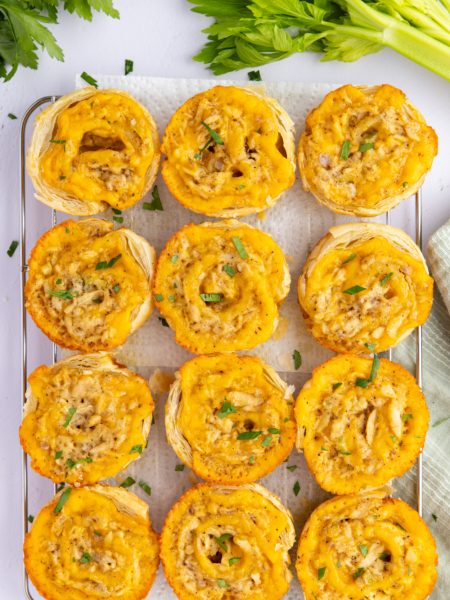 Tuna Melt Bites on a cooking rack