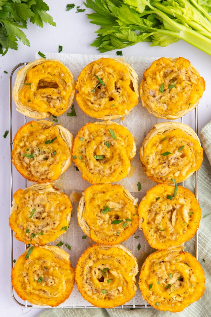 Tuna Melt Bites on a cooking rack