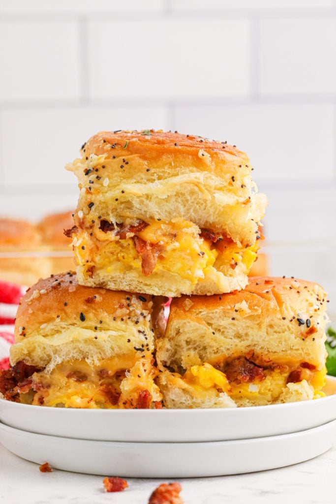 Bacon Egg Breakfast Sliders on a plate