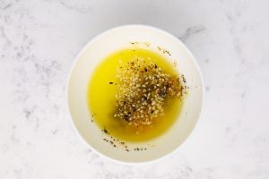 melted butter and seasoning in a bowl