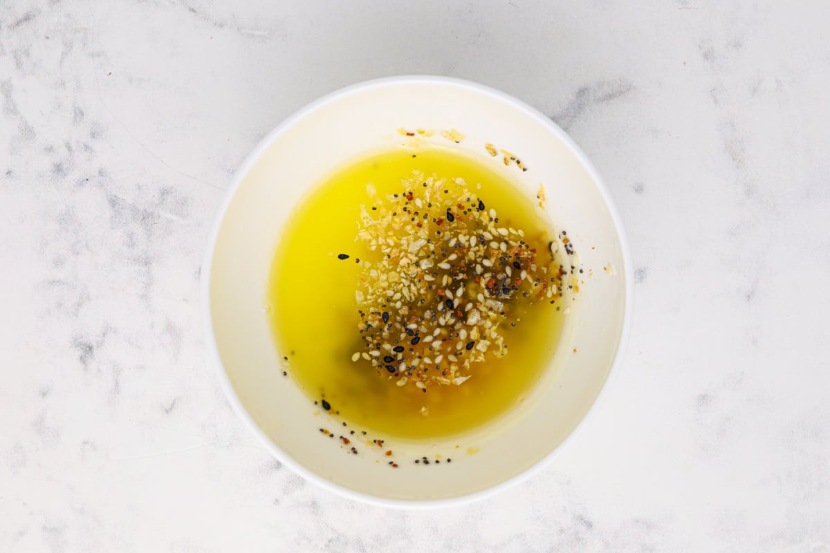 melted butter and seasoning in a bowl