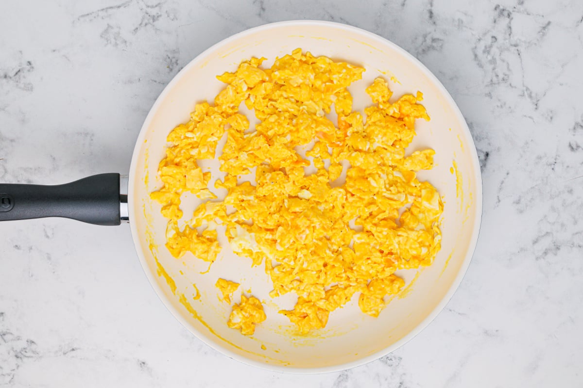 scrambled eggs in pan