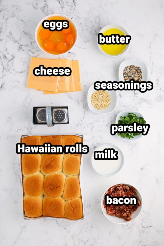 ingredients for Bacon Egg Breakfast Sliders