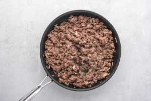 ground beef in a pan