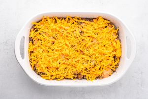 shredded cheese added to casserole