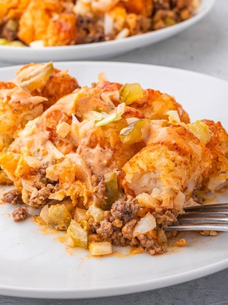 Big Mac Tater Tot Casserole on a plate