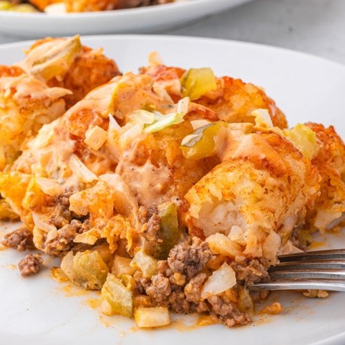 Big Mac Tater Tot Casserole on a plate