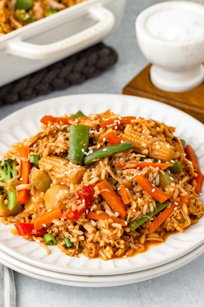 Easy Teriyaki Chicken Casserole on a plate