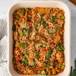 Easy Teriyaki Chicken Casserole in a baking dish