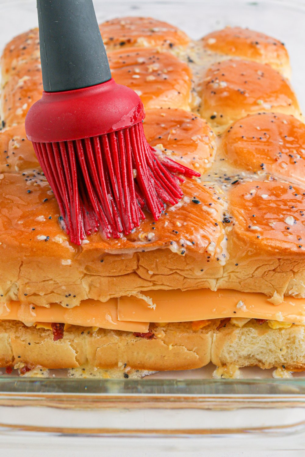 brushed melted butter on top buns