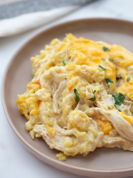 Cheesy Chicken Casserole on a plate