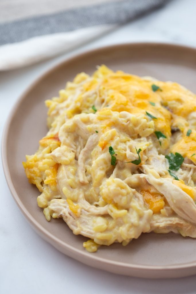 Cheesy Chicken Casserole on a plate