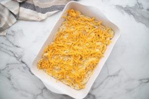 shredded cheese added to top of casserole