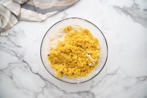 rice added to the bowl