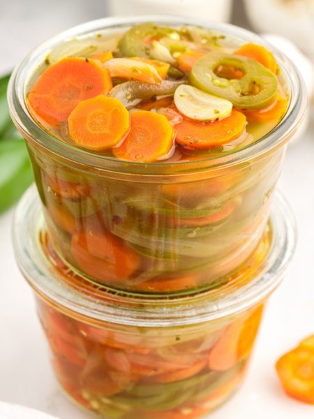 Taqueria-Style Pickled Jalapenos and Carrot in 2 jars