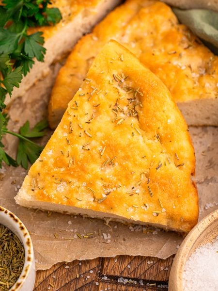 Slices of Two Ingredient Dough Focaccia Protein Bread