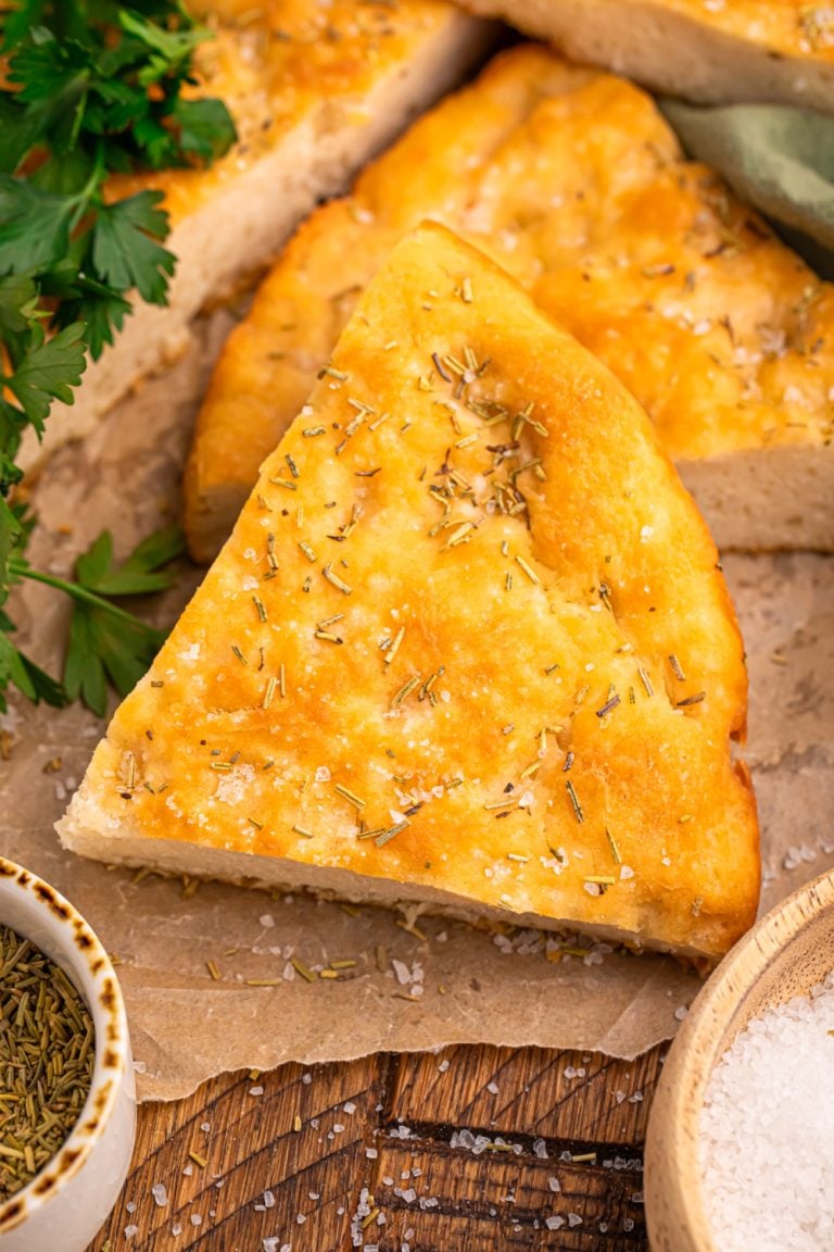 Slices of Two Ingredient Dough Focaccia Protein Bread