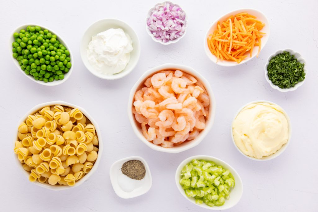 ingredients for Mermaid Shrimp Pasta Salad