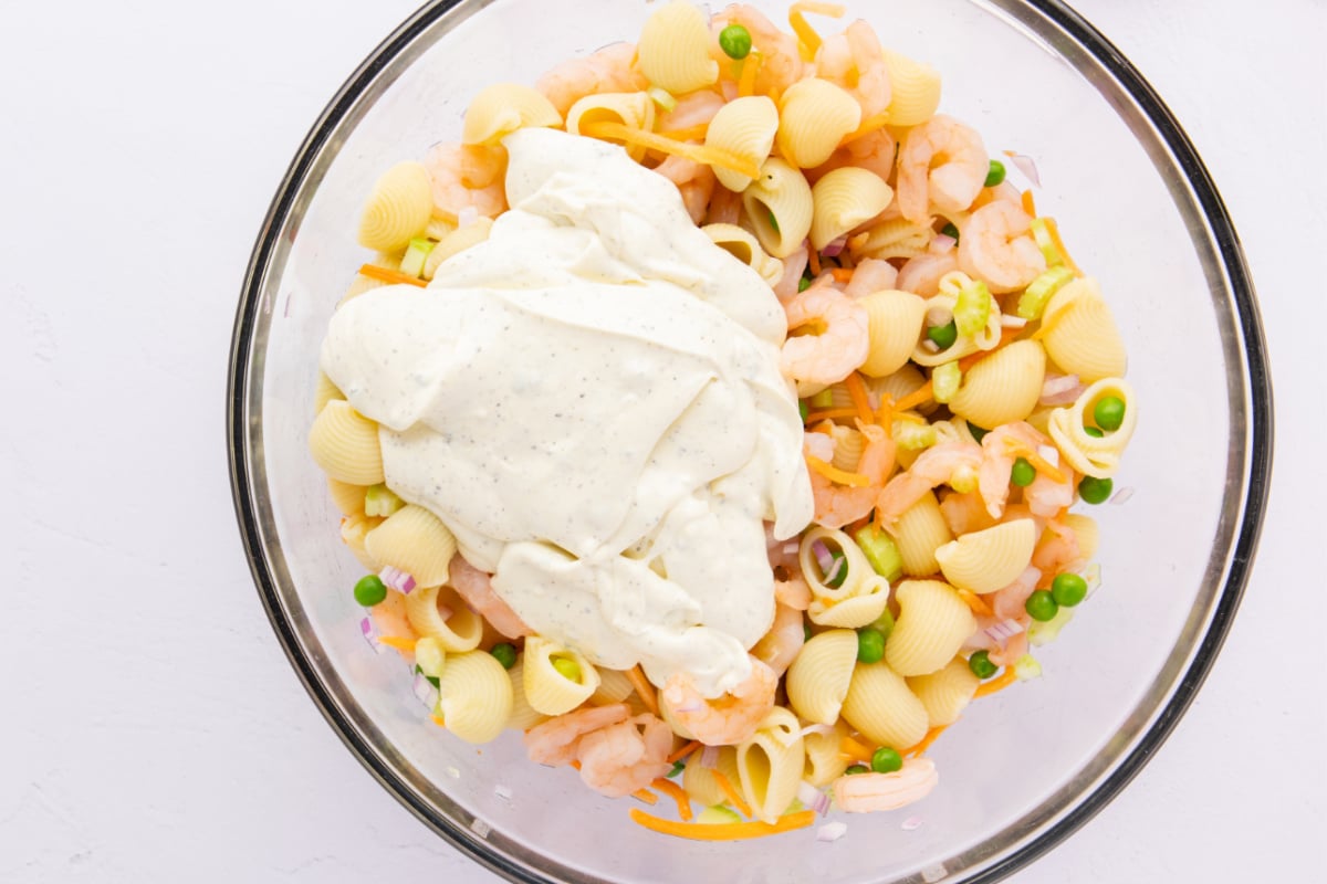 dressing added to bowl 