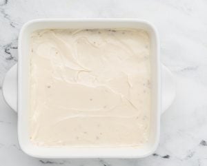 cream cheese mixture spread on top of crust