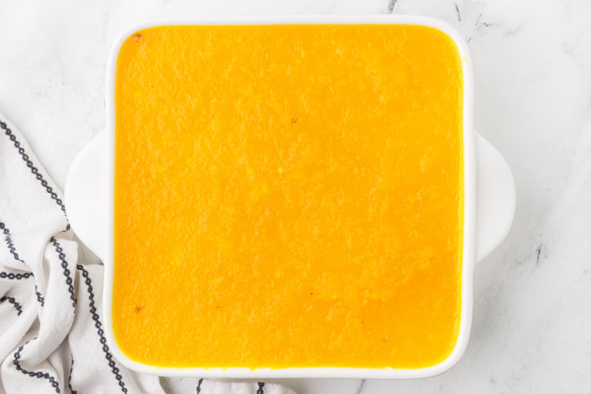 pineapple layer added to pan