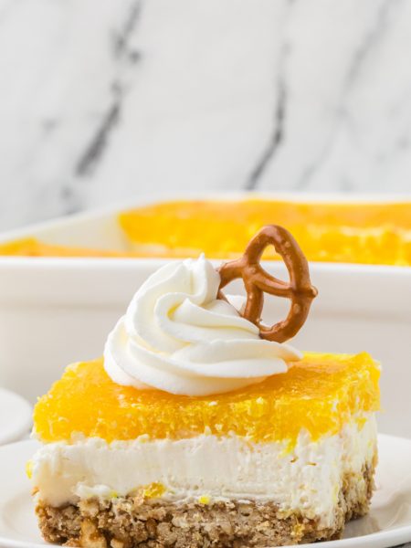 Pineapple Pretzel Salad Dessert on a plate