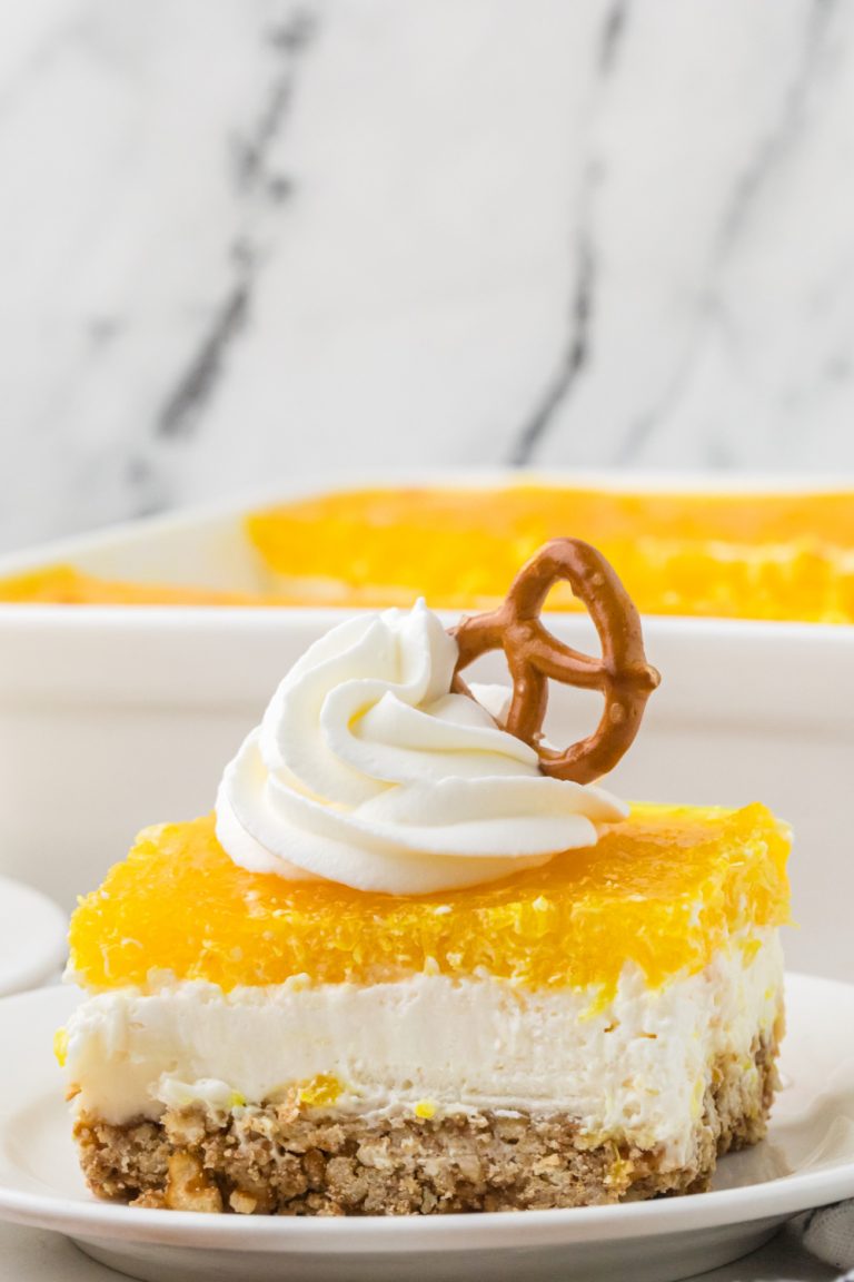 Pineapple Pretzel Salad Dessert on a plate