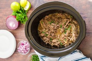 Slow Cooker Barbacoa Beef in slow cooker