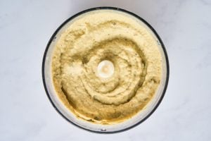 Air Fryer Baba Ganoush blended in mini food processor