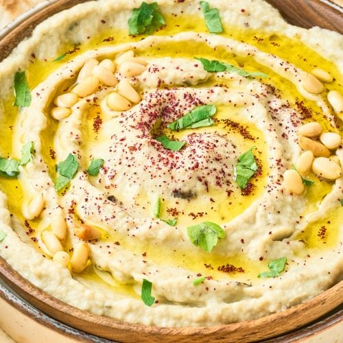 Air Fryer baba ganoush in a bowl