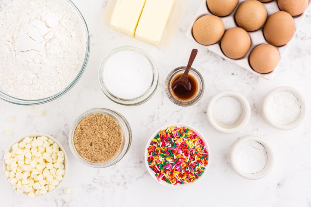 Ingredients for birthday cakes