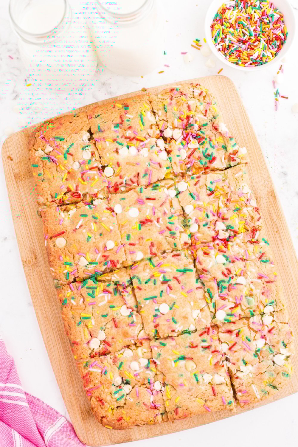 Birthday cake blond cut into square