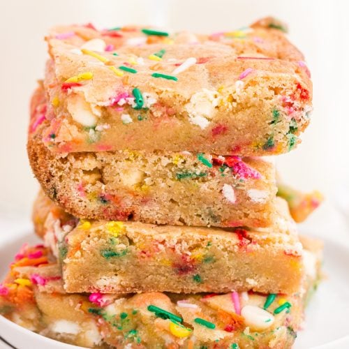 Birthday cake blonde stacked on plate