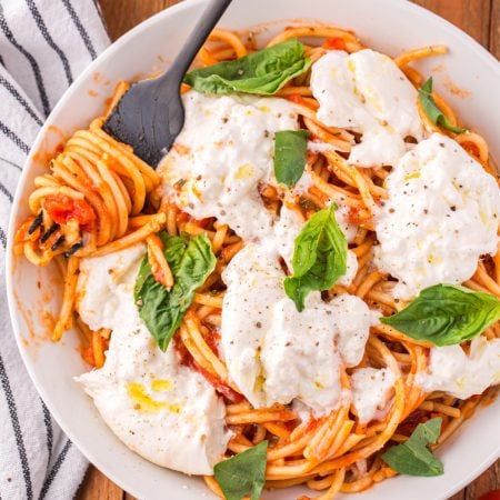 Creamy Burrata Pasta in a bowl
