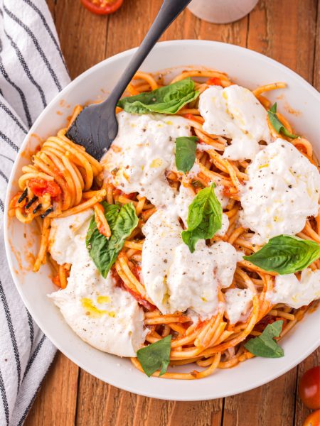 Creamy Burrata Pasta in a bowl