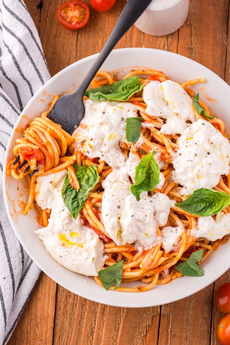 Creamy Burrata Pasta in a bowl